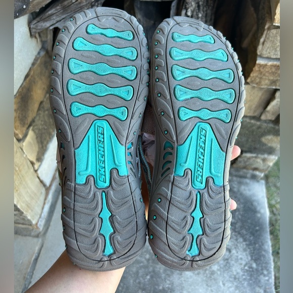 Skechers Reggae Gray & Teal leather Women's Slide Sandals Sz-6. Q - Picture 13 of 13